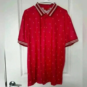 Redvanly Polo Shirt XLarge Pink Houndstooth Stretch Performance Golf Preppy